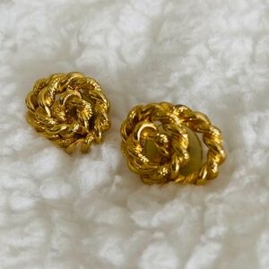 Vintage Retro Monet Gold Filled Knot Cluster Earrings Women's
